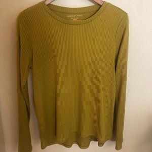 Ribbed chartreuse sweater